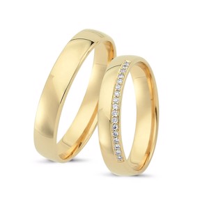 Ringe aus 14 Karat Gold - 17 Diamanten im Brillantschliff. Kampagne "Süße Liebe